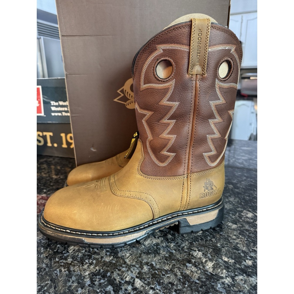 ROCKY Cowboy WATERPROOF WESTERN BOOTS RKYW041 Steel Work Boot. Sz 10.5 W